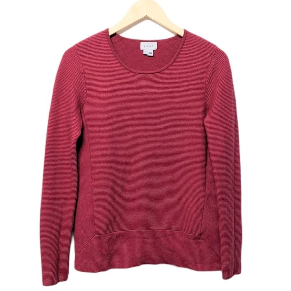 JIGSAW Pink Wool Ribbed Crewneck Sweater XS